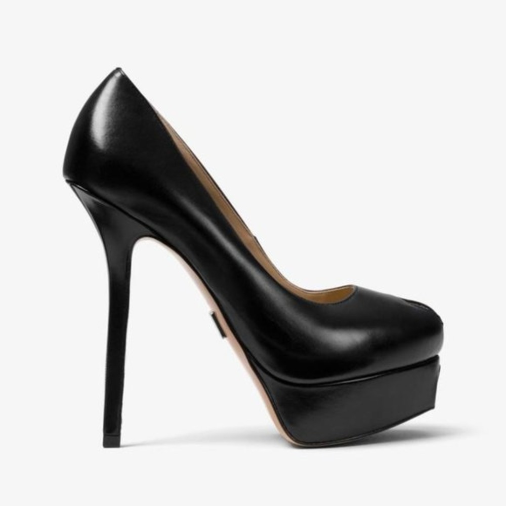 Michael Kors Black Leather Platform Stiletto Heels Size 37 Italy